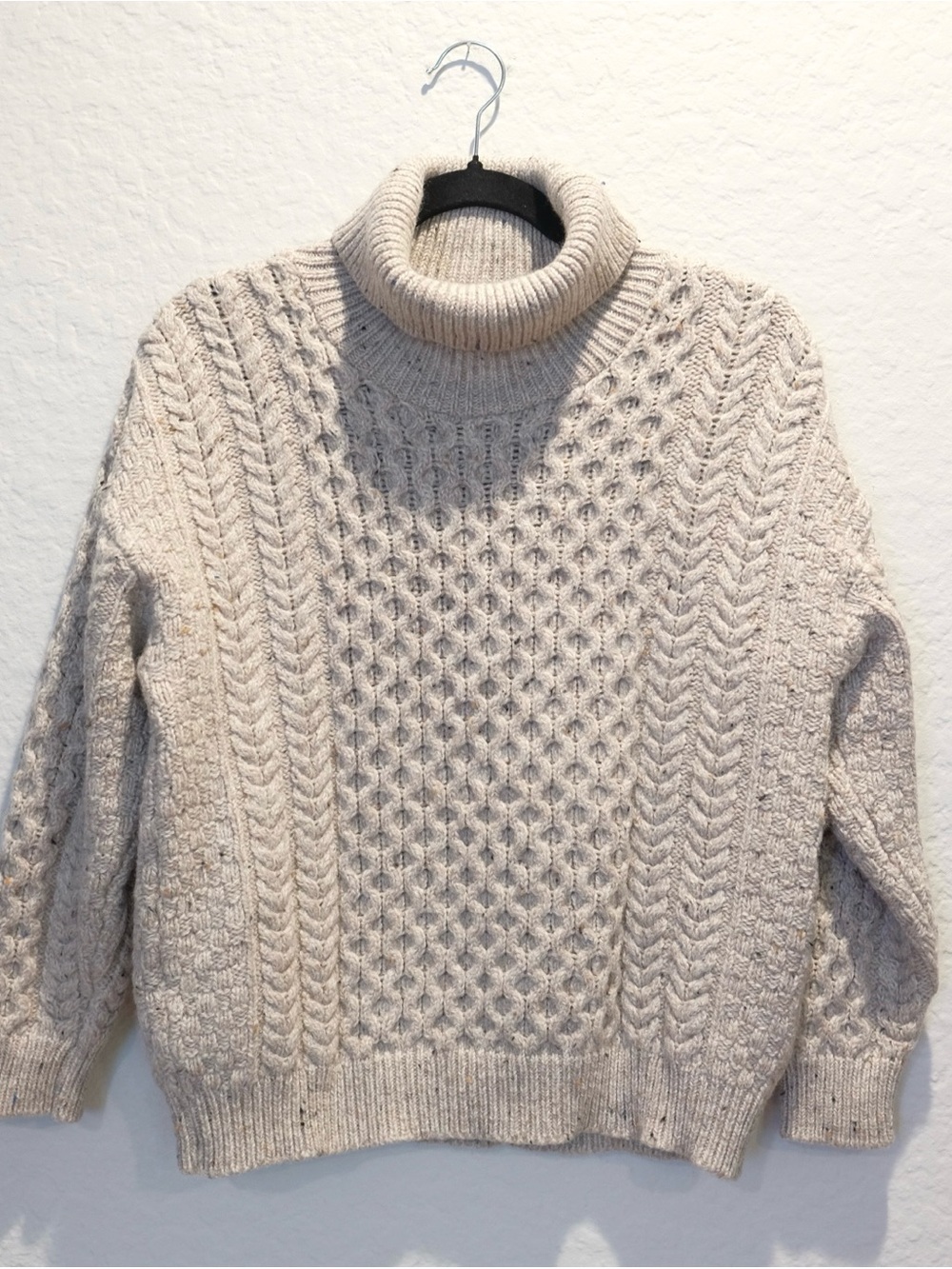 Aran Sweater Market Merino Wool Cable Knit Sweater Womenâs M Oatmeal Ireland